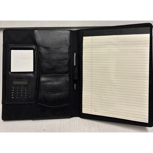 Black Faux Leather Targets Of Excellence Pad Folio Holds 8.5” X 11” Notepad - Picture 4 of 7